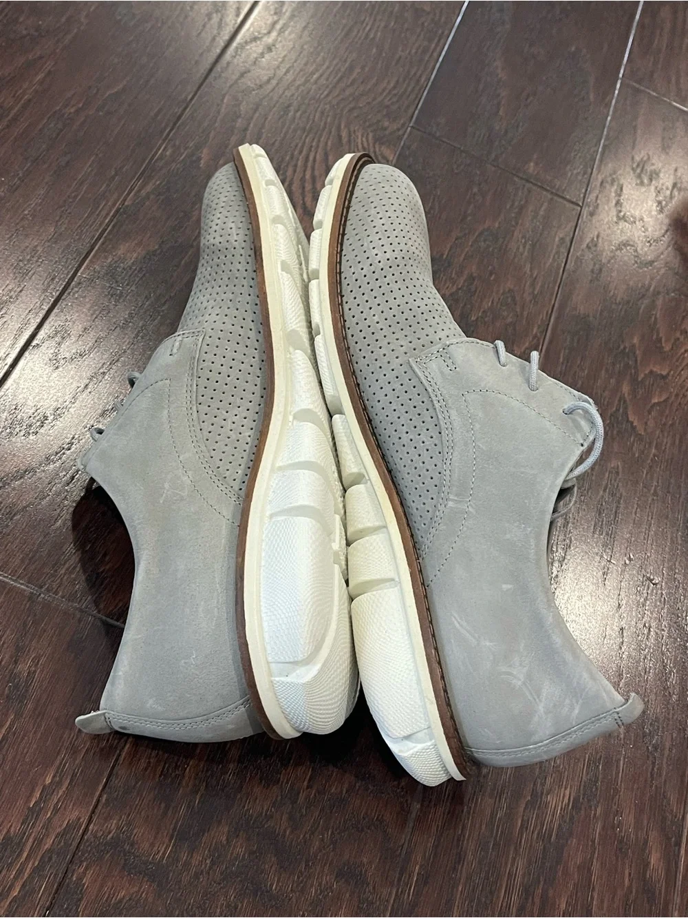 ECCO Men size 42 (8.5/9US) Melbourne Oxford gray suede preforated dress shoes